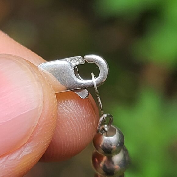 Sterling Silver 925 Graduated Bead Necklace, Classic Minimalist Retro Daily Wear - Picture 5 of 8